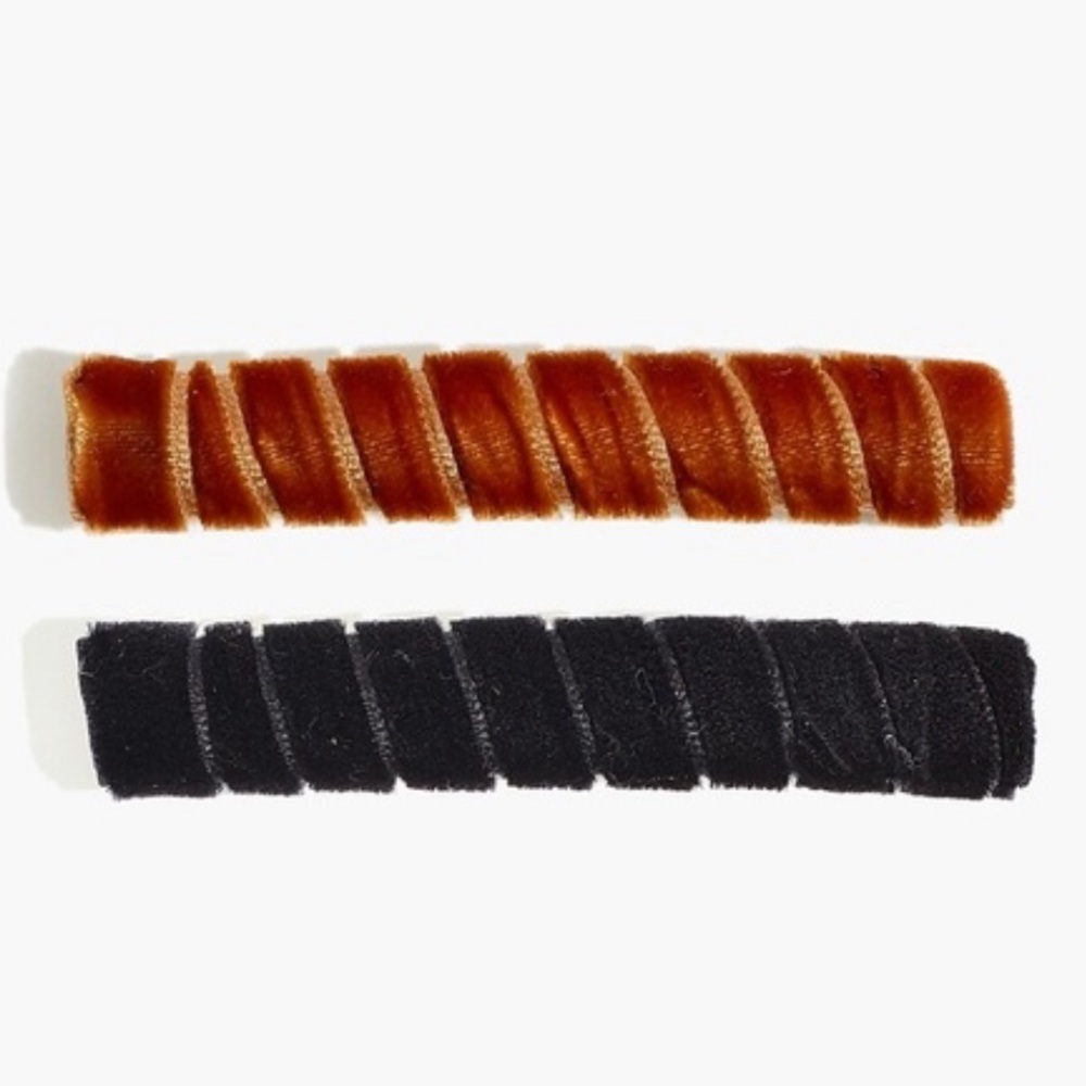 NWT Madewell Velvet Spiral Hair Clips in Brown and Black